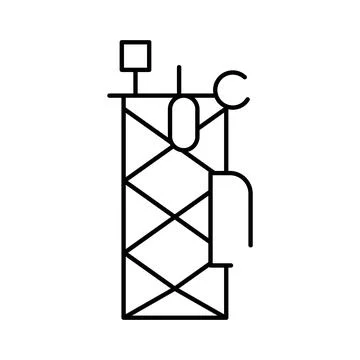Telecommunication tower transmitting network signal line icon Stock Illustration
