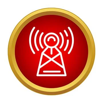 Telecommunication tower transmitting wireless signal icon 스톡 일러스트