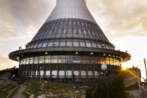 Telecommunication transmitters tower on Jested, Liberec, Czech Republic 库存照片