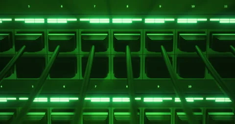 Telecommunications equipment with wired network connections. Stock Footage 325839593