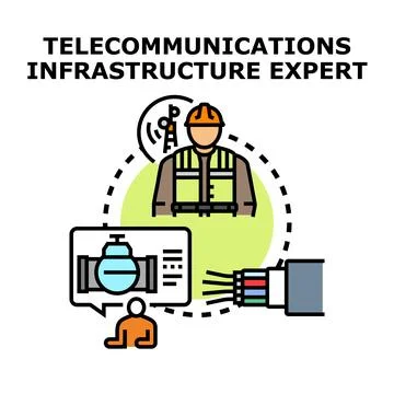 Telecommunications infrastructure expert developing network connections Stock Illustration