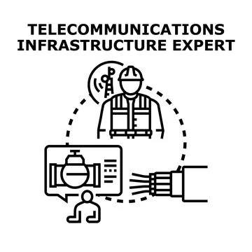 Telecommunications infrastructure expert developing network connections イラスト素材