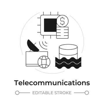 Telecommunications modern flat line concept icon Stock Illustration