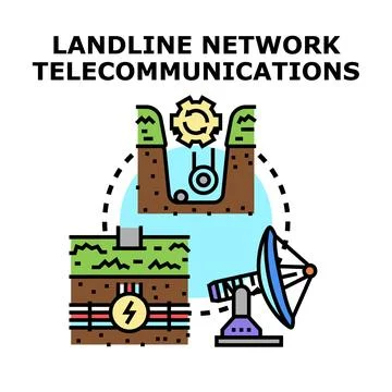 Telecommunications network concept with underground cables and satellite an.. イラスト素材