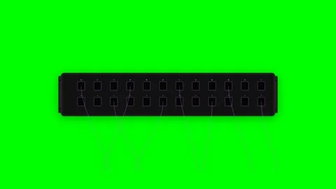 Telecommunications Patch Panel with Glowing Fiber Optic Data Pulses and Lav.. Stock-Footage 346006952