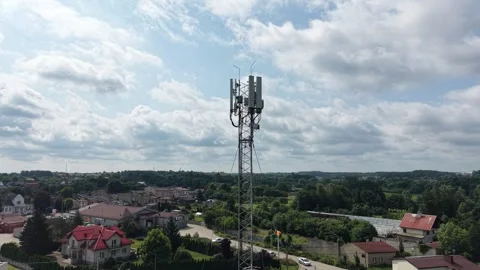 Telecommunications Tower With Antennas for Mobile Network Connectivity Stock-Footage 348388501