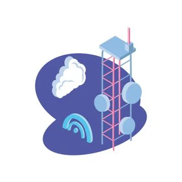 Telecommunications tower in blue background Stock-Illustration