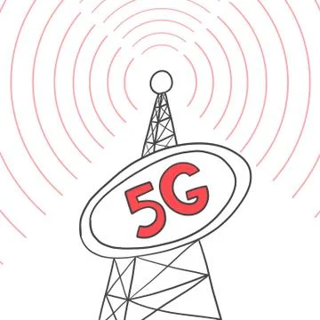 Telecommunications tower Internet broadcasts 5G Stock Illustration