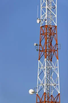 Telecommunications tower transmitting data for modern connectivity Suchy Dul Stock Photos