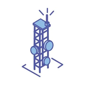 Telecommunications tower in white background Stock-Illustration