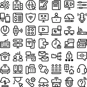 Telecommuting Teleworking WFH WFC Work Job Remote Working Icon Set. Perfect for  Stock Illustration