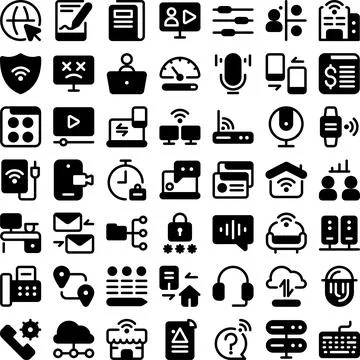 Telecommuting Teleworking WFH WFC Work Job Remote Working Icon Set. Perfect for  Stock Illustration