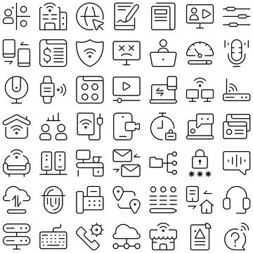 Telecommuting Teleworking WFH WFC Work Job Remote Working Icon Set. Perfect for  Stock Illustration