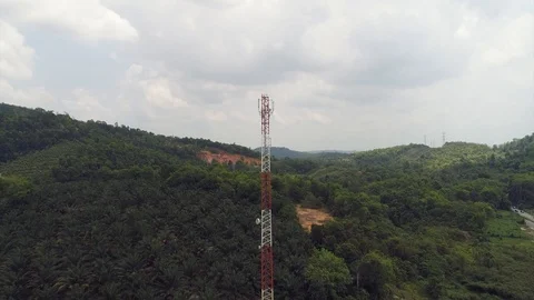 Telecomunication tower aerial 4k view from drone Stock Footage 87295064