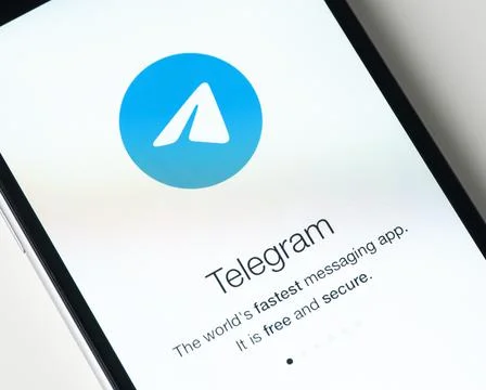 Telegram app on Apple iPhone screen Stock-Fotos