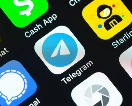 Telegram app icon on Apple iPhone screen Stock-Fotos