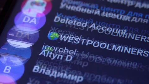 Telegram application on the smartphone screen. The icon of the messaging app. Stock Footage 170435599