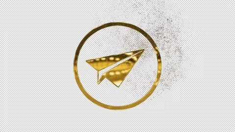 Telegram gold logo with gold particles and alpha channel 스톡 동영상 282089664