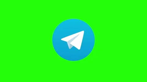 Telegram logo picture on a green background, the appearance of a running stripe Stock Footage 245074498