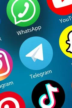 Telegram Messenger Message logo icon marketing network on the internet backgr Stock Photos