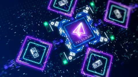 Telegram social network concept 3d render. Hi-tech digital symbol Stock Illustration
