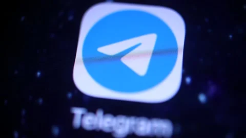 Telegram social network icon on smartphone screen - Editorial footage. Stock Footage 148074480