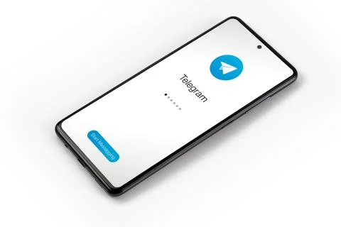 Telegram social software, example of a mobile phone display Stock Photos