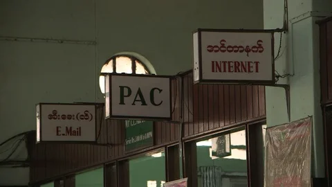 Telegraph Building Interior closeup. Yangon colonial heritage Видео 114826531