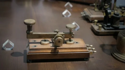 Telegraph on the desk to send morse code Stock Footage 56704155