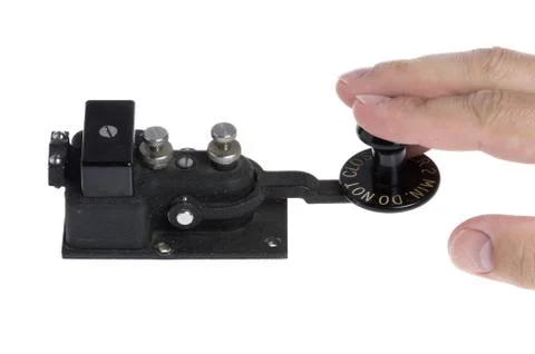 Telegraph key with hand operating it Stock Photos