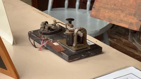 A telegraph key at the historic Chatham, Cape Cod Railroad Station Stock Footage 170908067