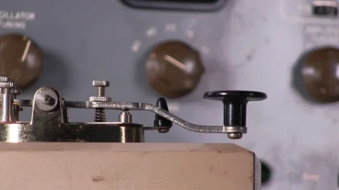 Telegraph key morse code close-up Stock Footage 84012748