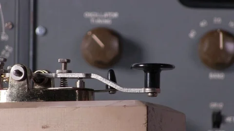 Telegraph key morse code close-up Stock Footage 84013387