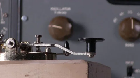 Telegraph key morse code close-up Stock Footage 84013411