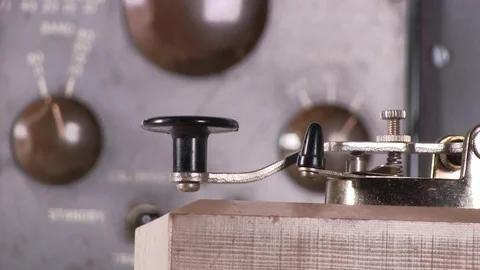 Telegraph key morse code close-up Stock Footage 84013698