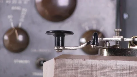 Telegraph key morse code close-up Stock Footage 84014084