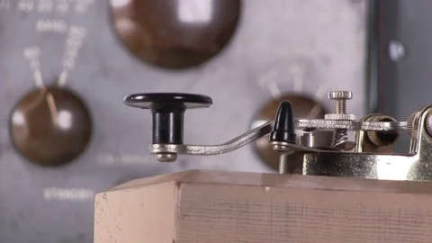 Telegraph key morse code close-up Stock Footage 84014220