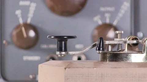 Telegraph key morse code close-up Stock Footage 84014464