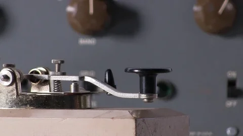 Telegraph key morse code close-up Stock Footage 84014713