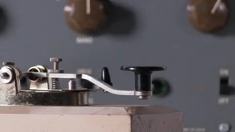 Telegraph key morse code close-up Stock Footage 84014774