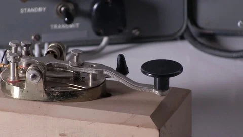 Telegraph key morse code close-up Stock Footage 84015000