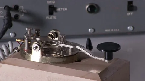 Telegraph key morse code close-up Stock Footage 84015028