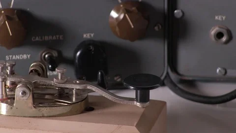 Telegraph key morse code close-up Stock Footage 84015168
