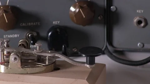 Telegraph key morse code close-up Stock Footage 84015561