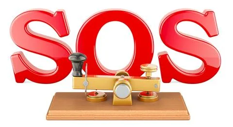 Telegraph, morse code telegraphy device. SOS message, concept. 3D rendering Stock Illustration