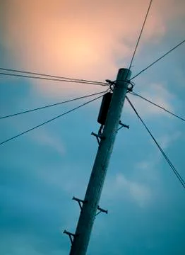 TELEGRAPH POLE AND CABLES Stock Photos