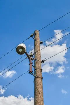 Telegraph pole with lantern Stock Photos