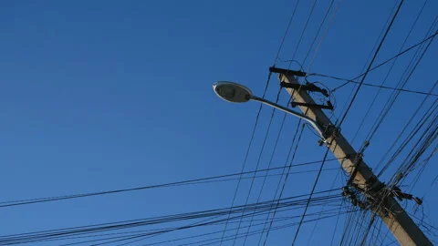 Telegraph pole with telephone cables Stock Footage 107712568
