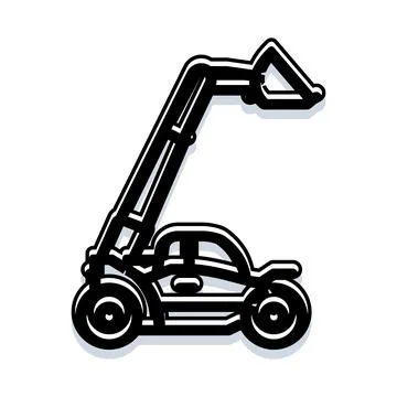 Telehandler construction vehicle lifting heavy materials outline 库存插图