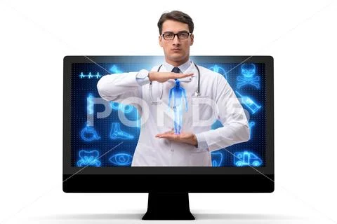 Telehealth concept with doctor doing remote check-up Stock Photos